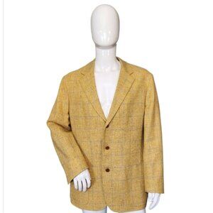 McKenzie Tribe Wool Plaid Tweed Blazer Jacket Sport Coat Suede Undercollar